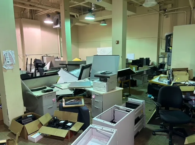 Commercial office cleanout — old furniture and equipment removed by Jax Junk Solutions Jacksonville